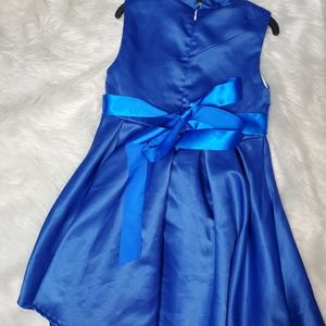 Blue satin dress with applique